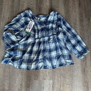 Wrangler Women's Plaid Blouse, Blue, Extra Large